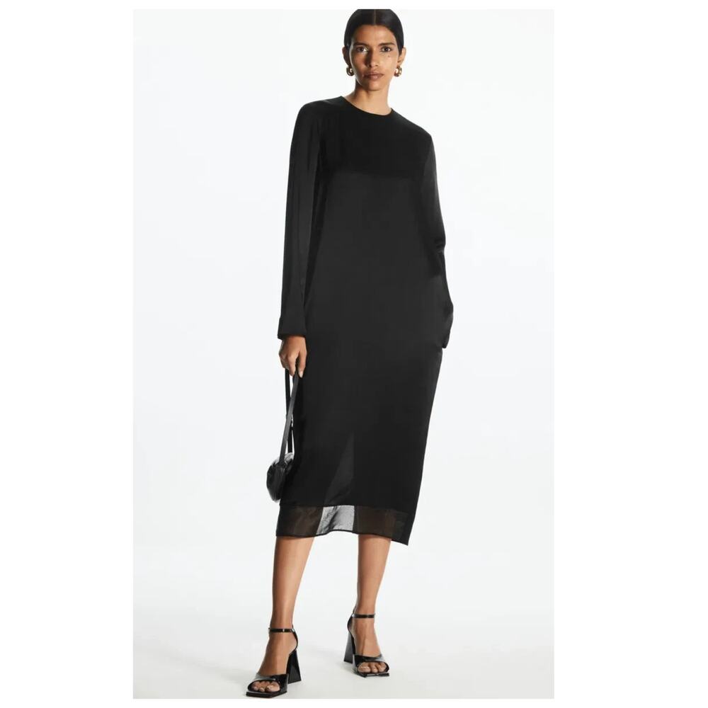 COS Organza-Panelled Midi Dress Size US/12